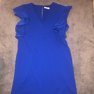 NWT royal blue v-neck dress with ruffle sleeves